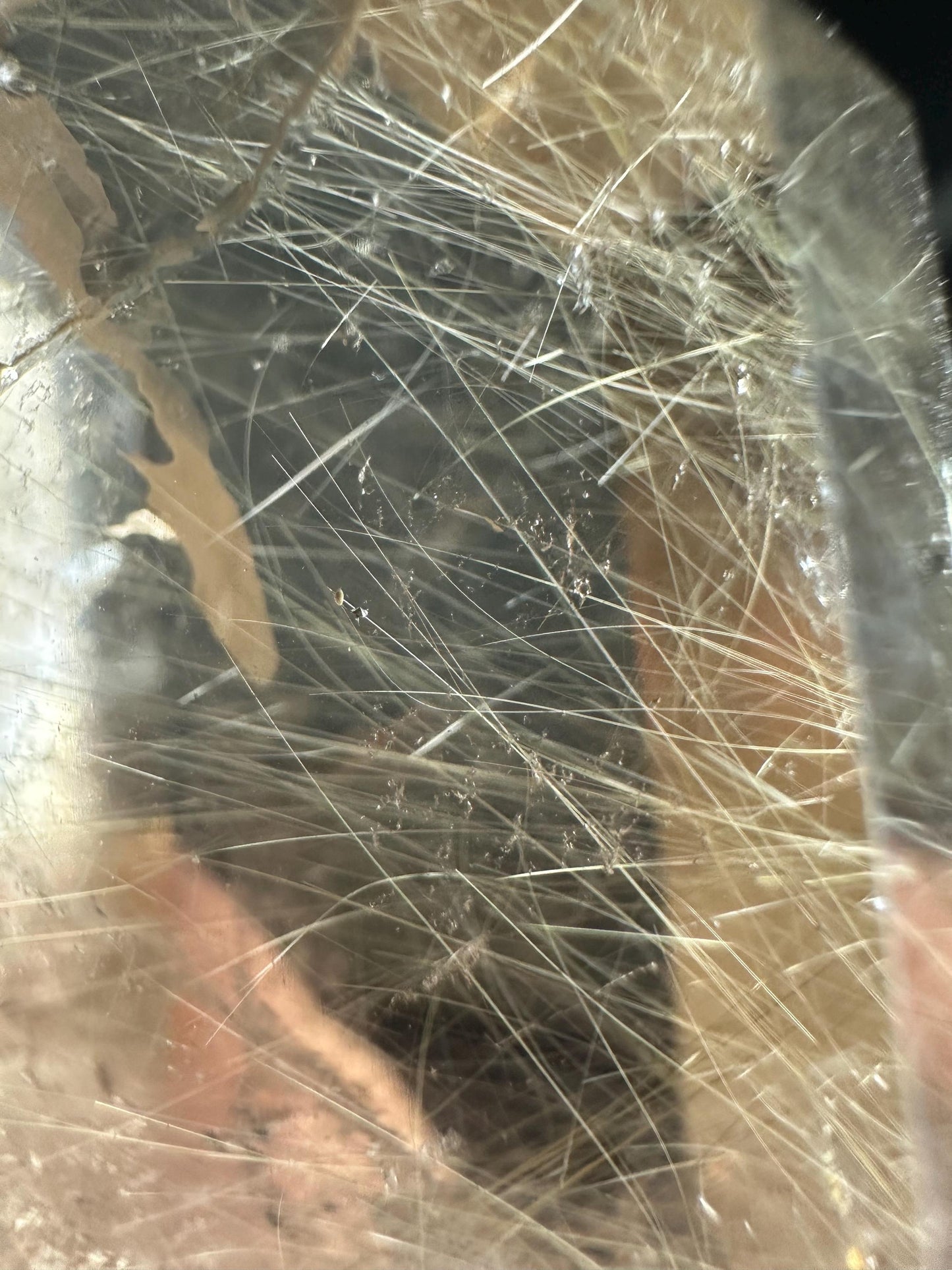 Rutile in Quartz Tower | Natural Clear Quartz Crystal with Rutile Needle Inclusions | Polished Standing Mineral Specimen Collectors Display