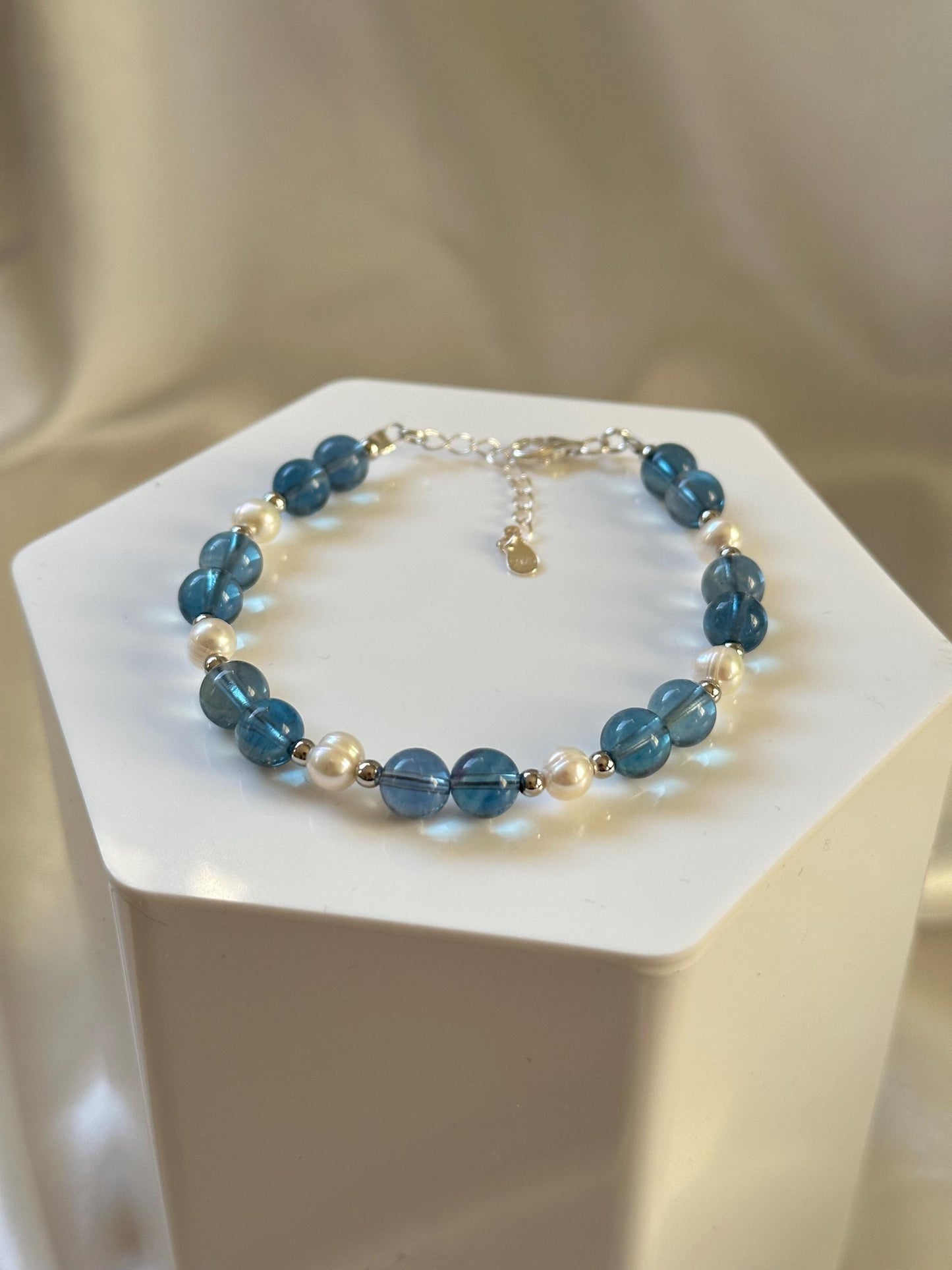 HQ Blue Fluorite with Freshwater Pearl Jewelry | Natural Gemstone Design | Handmade Blue Fluorite and Pearl Accessory