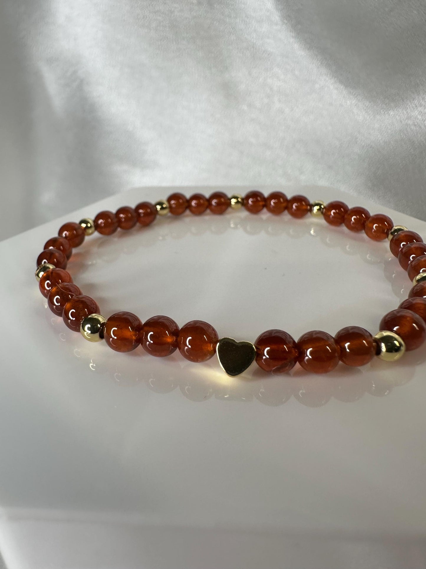 Spessartine Garnet Bracelet | Natural Garnet Beads | 14k Gold Plated Spacer Beads | Handmade Gemstone Beaded Jewelry Bracelet