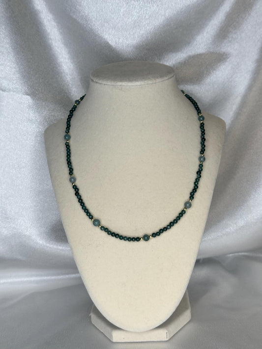 Jade Beaded Necklace | Natural Jade Beads | 14k Gold Plated Spacer Beads | Handmade Gemstone Necklace Jewelry