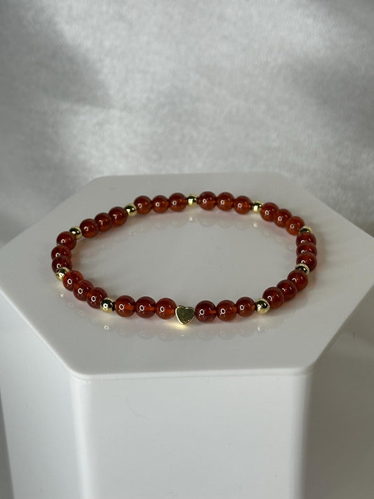 Spessartine Garnet Bracelet | Natural Garnet Beads | 14k Gold Plated Spacer Beads | Handmade Gemstone Beaded Jewelry Bracelet