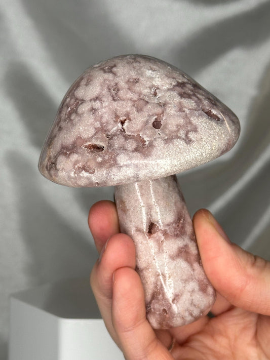 Pink Amethyst Mushroom Carving | Natural Pink Amethyst Crystal Sculpture | Polished Stone Mushroom Mineral Specimen for Collectors & Display