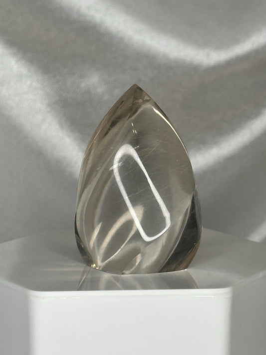 Light Citrine Flame with Rutile | Natural Yellow Quartz Crystal Flame Carving | Polished Standing Mineral Specimen for Collectors & Display