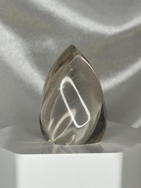 Light Citrine Flame with Rutile | Natural Yellow Quartz Crystal Flame Carving | Polished Standing Mineral Specimen for Collectors & Display