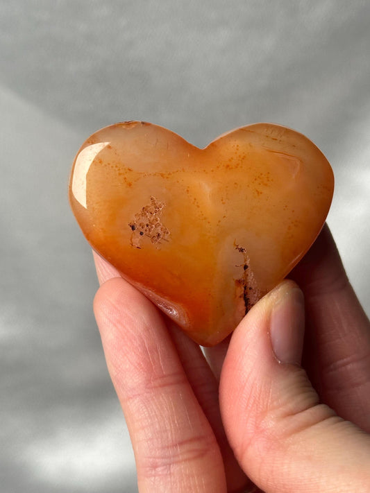 Druzy Carnelian Heart - YOU PICK! | Natural Orange Crystal Heart with Druzy Pocket | Polished Stone Heart Mineral Specimen for Display
