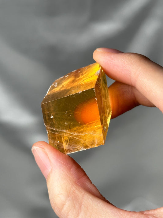 Honey Calcite Cube | Natural Golden Calcite Crystal Cube | Polished Calcite Mineral Specimen for Collectors & Display