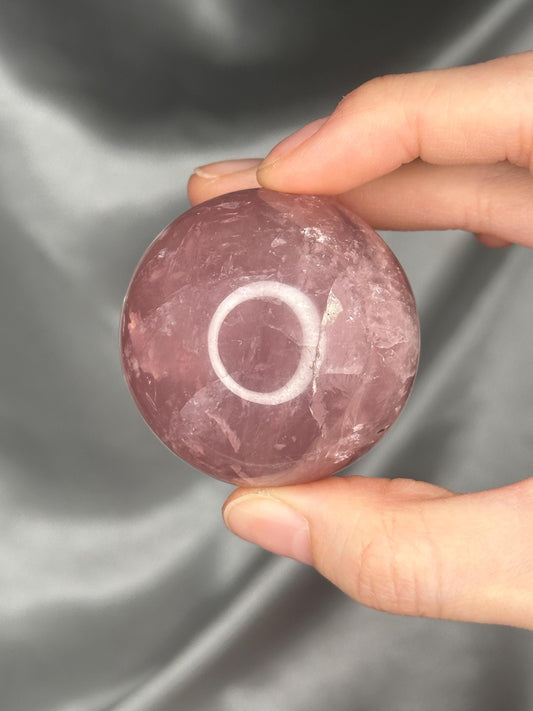 Rose Quartz Sphere – Polished Pink Crystal Orb of Love, Gentle Heart Chakra Stone, Decor, Meditation, or Gift Display