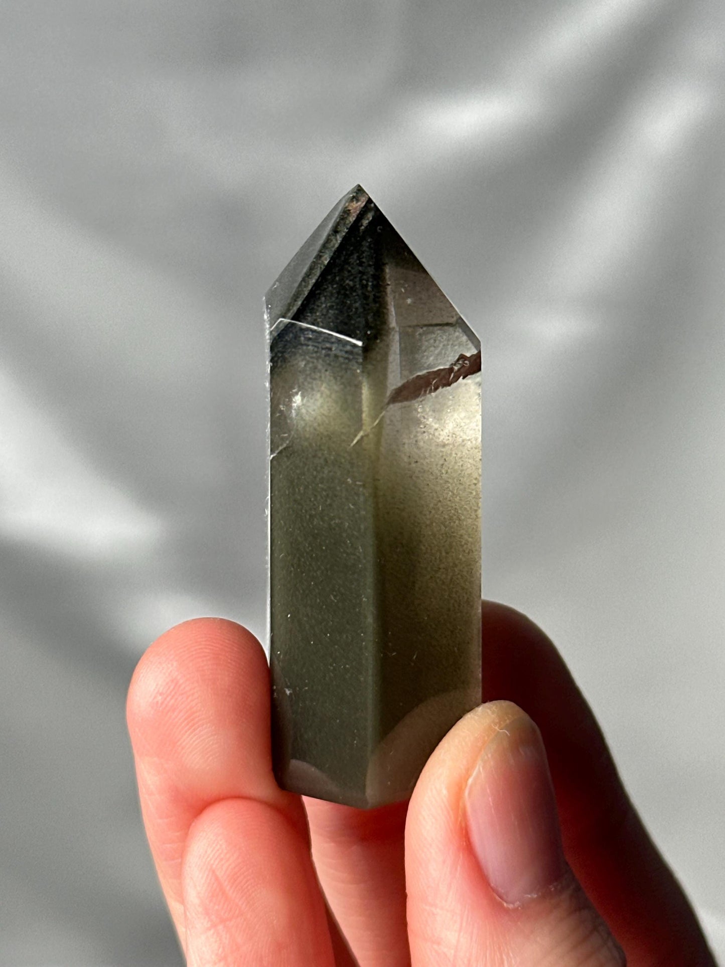 Dark Green Chlorite Garden Quartz Tower | Natural Inclusion Quartz Crystal Point | Polished Standing Mineral Specimen for Collectors