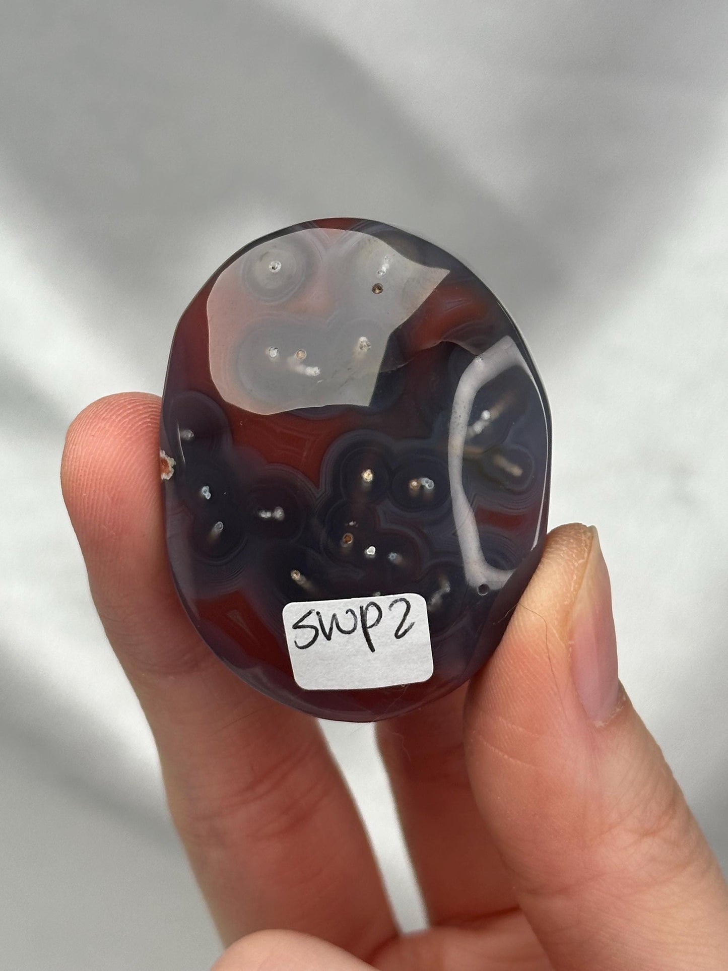 Swazi Agate Palm Stone | Natural Banded Agate Hand Stone | Smooth Polished Mineral Specimen for Collectors & Display