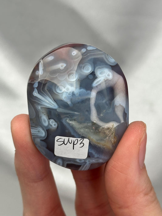 Swazi Agate Palm Stone | Natural Banded Agate Hand Stone | Smooth Polished Mineral Specimen for Collectors & Display