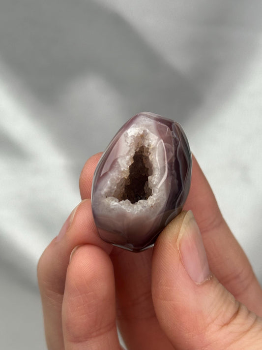 Swazi Agate Palm Stone | Natural Banded Agate Hand Stone | Smooth Polished Mineral Specimen for Collectors & Display