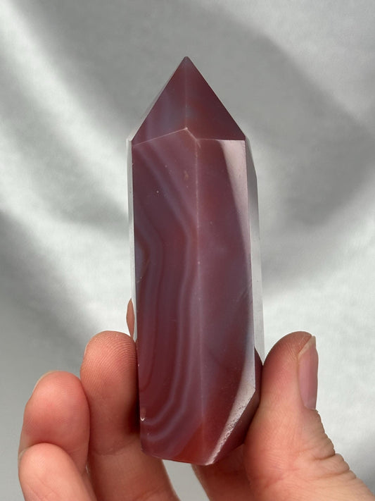 Swazi Agate Tower | Natural Banded Agate Crystal Point | Polished Standing Mineral Specimen for Collectors & Display