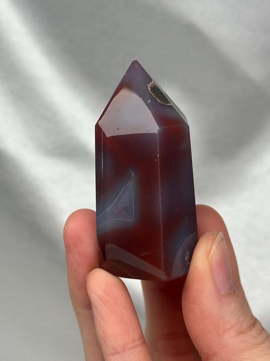 Swazi Agate Tower | Natural Banded Agate Crystal Point | Polished Standing Mineral Specimen for Collectors & Display