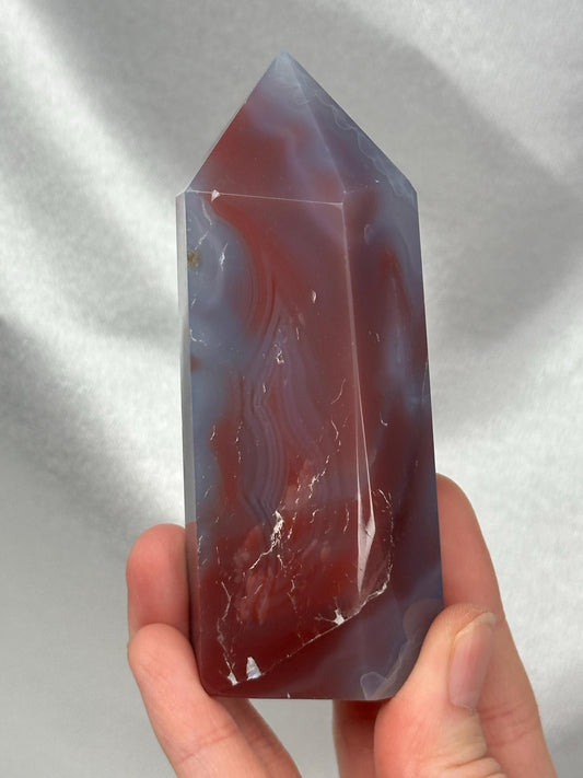 Swazi Agate Tower | Natural Banded Agate Crystal Point | Polished Standing Mineral Specimen for Collectors & Display