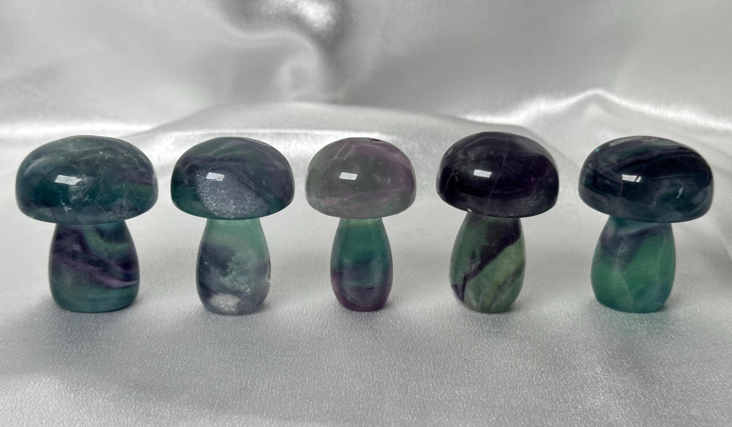 Fluorite Mushroom Carving - YOU PICK! | Natural Fluorite Crystal Mushroom Sculpture | Polished Stone Mushroom Mineral Specimen Display