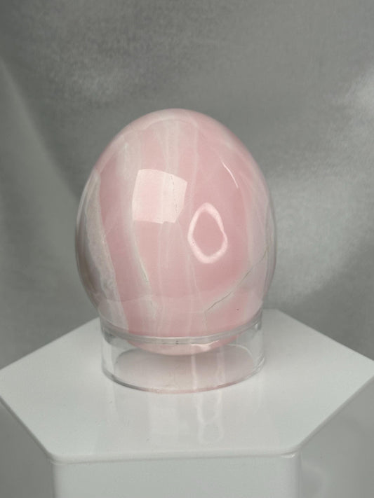 Mangano Calcite Egg | Natural Pink Calcite Crystal Egg | UV Reactive Mineral Specimen for Collectors & Display