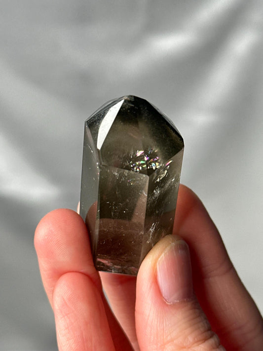 Dark Green Chlorite Garden Quartz Tower | Natural Inclusion Quartz Crystal Point | Polished Standing Mineral Specimen for Collectors