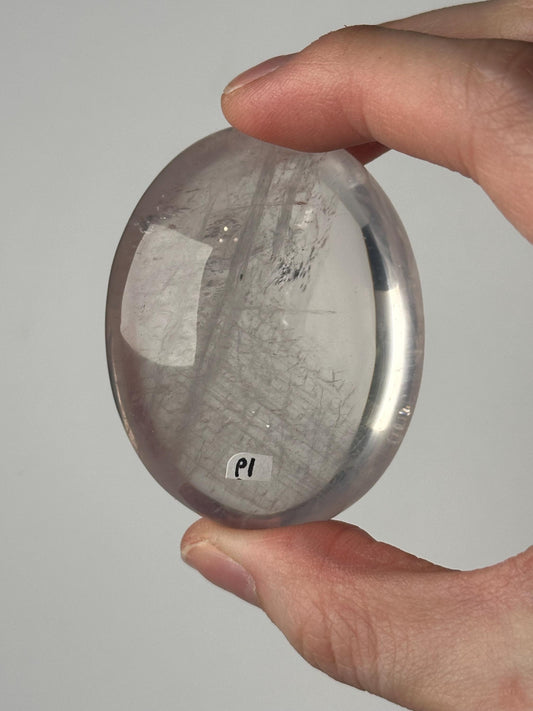 HQ Rose Girasol Quartz Palm Stone with Asterism Star | Natural Pink Quartz Hand Stone | Polished Mineral Specimen for Collectors & Display