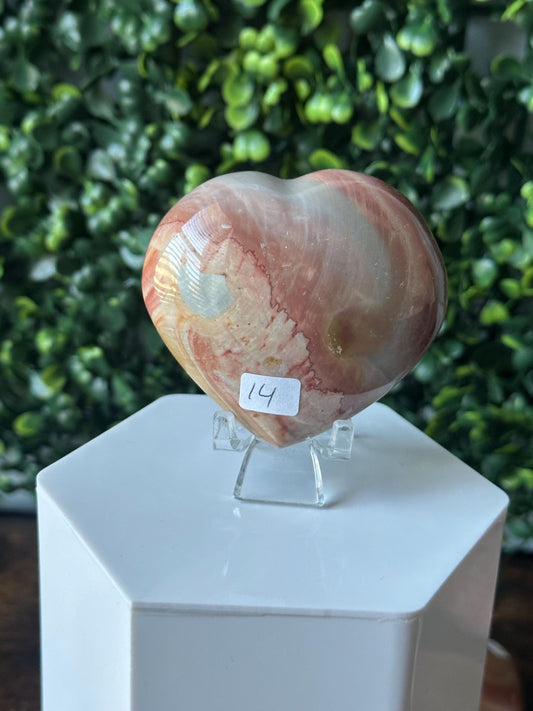 Polychrome Jasper Heart Carving | Multicolor Stone Sculpture | Smooth Mineral Display Piece | Decorative Collectible Crystal Accent