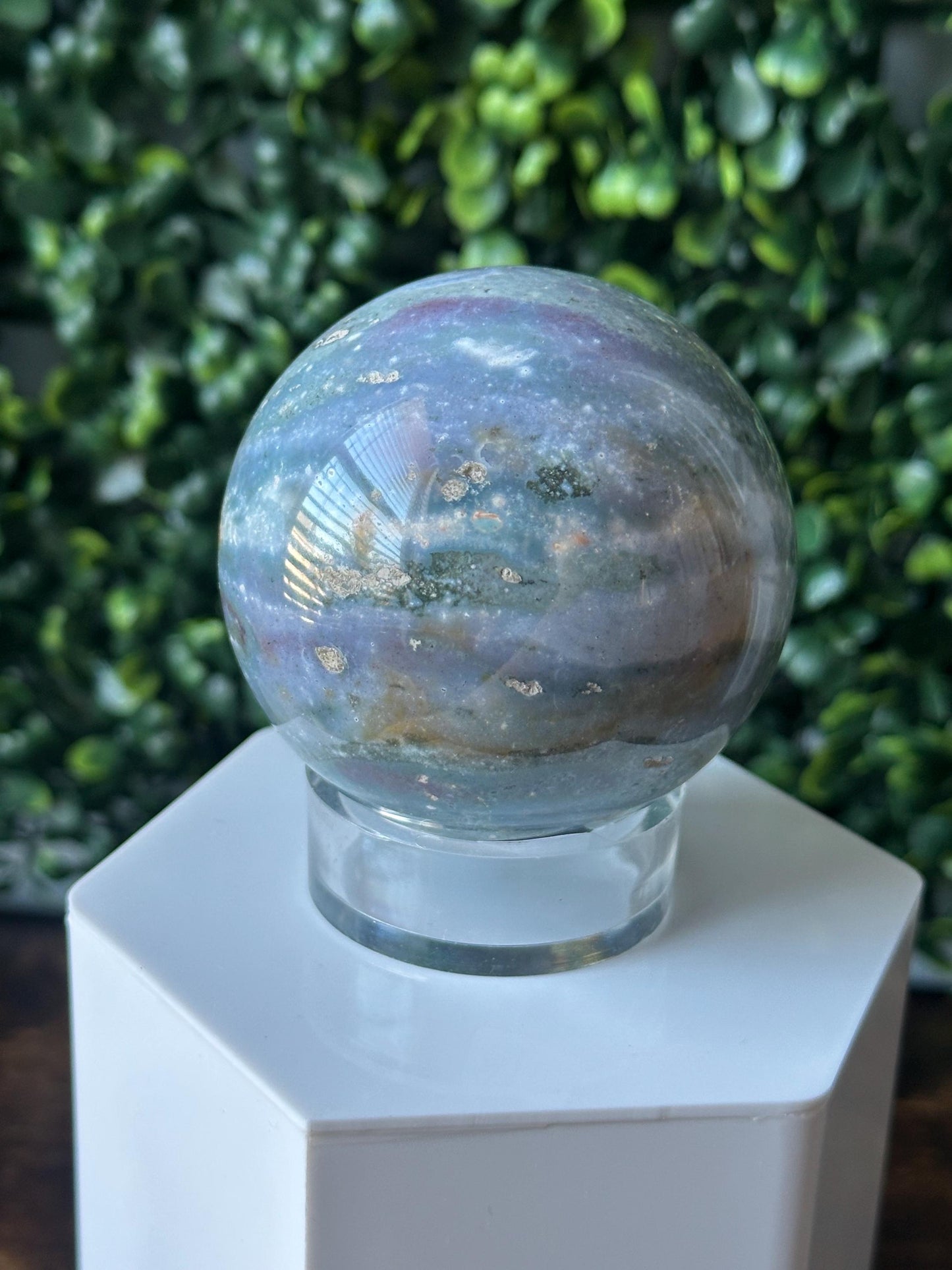 Sea Jasper Sphere | Natural Ocean Jasper Crystal Orb | Polished Stone Ball Mineral Specimen | Collector Display Decorative Accent