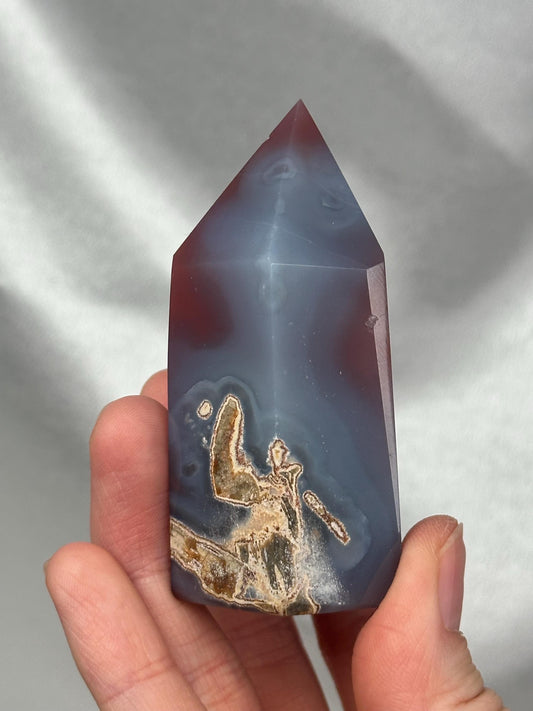 Swazi Agate Tower | Natural Banded Agate Crystal Point | Polished Standing Mineral Specimen for Collectors & Display
