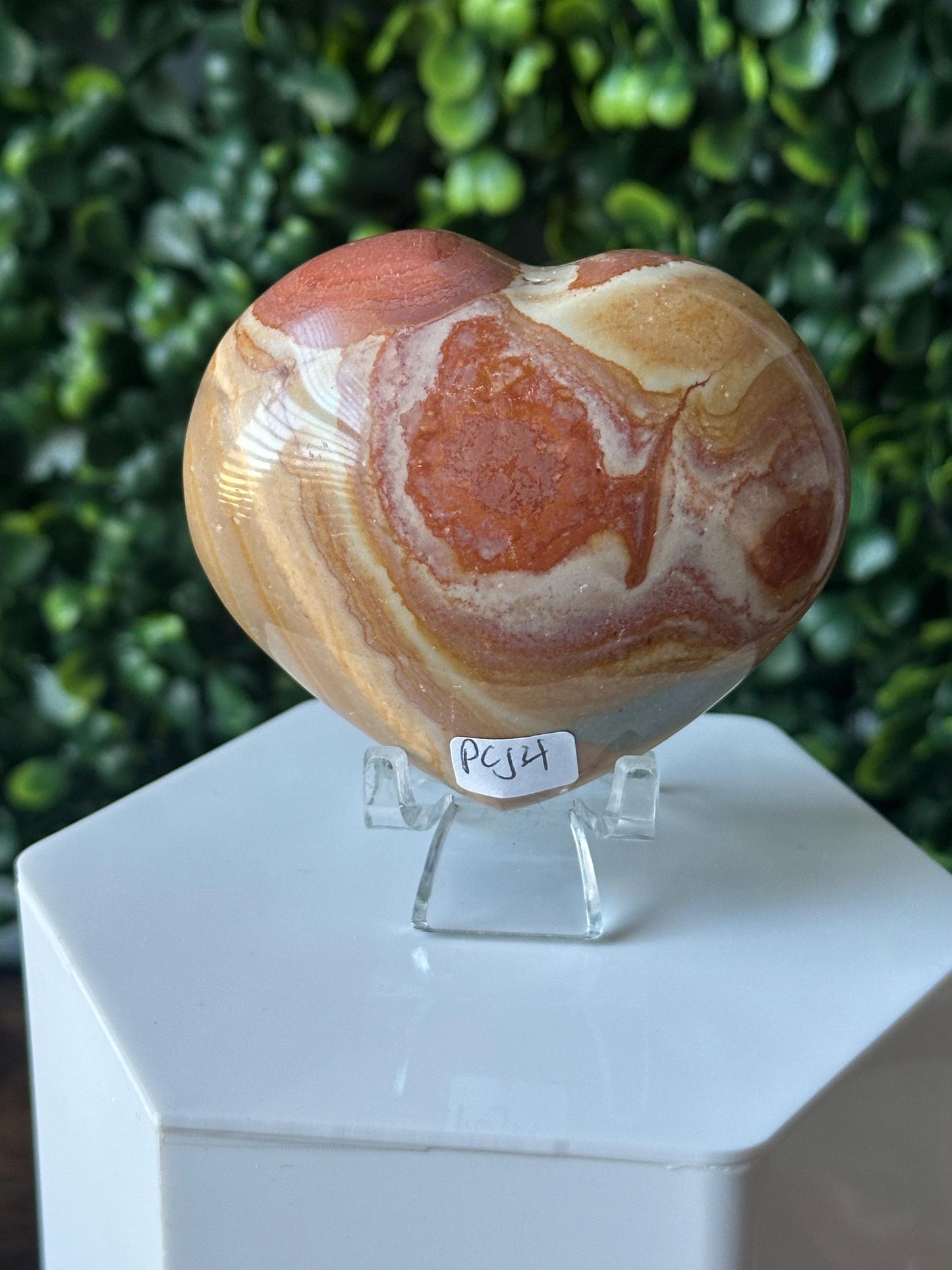 Polychrome Jasper Heart Carving | Multicolor Stone Sculpture | Smooth Mineral Display Piece | Decorative Collectible Crystal Accent