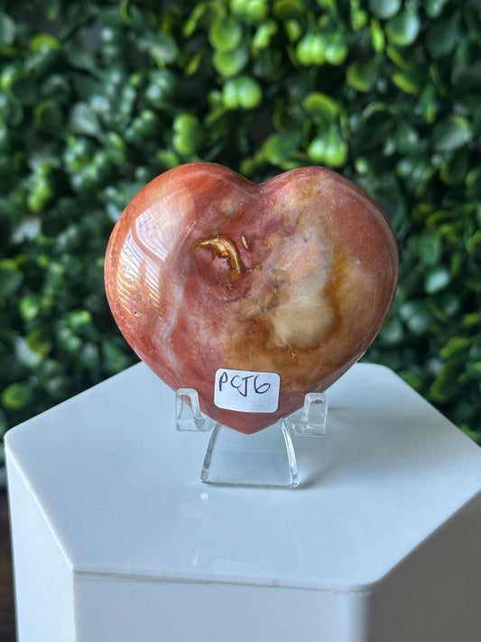 Polychrome Jasper Heart Carving | Multicolor Stone Sculpture | Smooth Mineral Display Piece | Decorative Collectible Crystal Accent