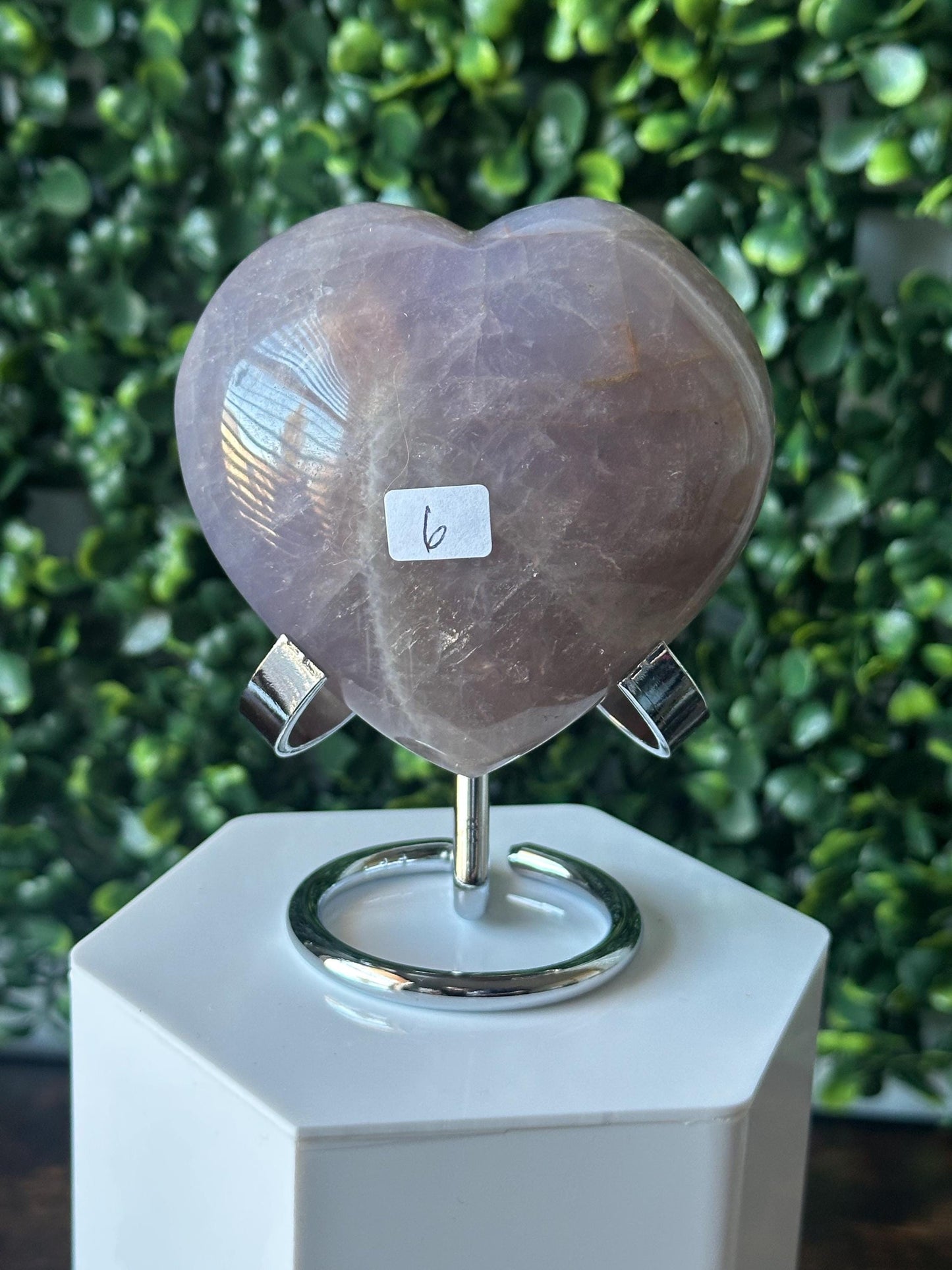 Blue Rose Quartz Heart with Metal Stand | Natural Quartz Crystal Heart Display | Polished Stone Decor Piece for Collectors & Home Shelves