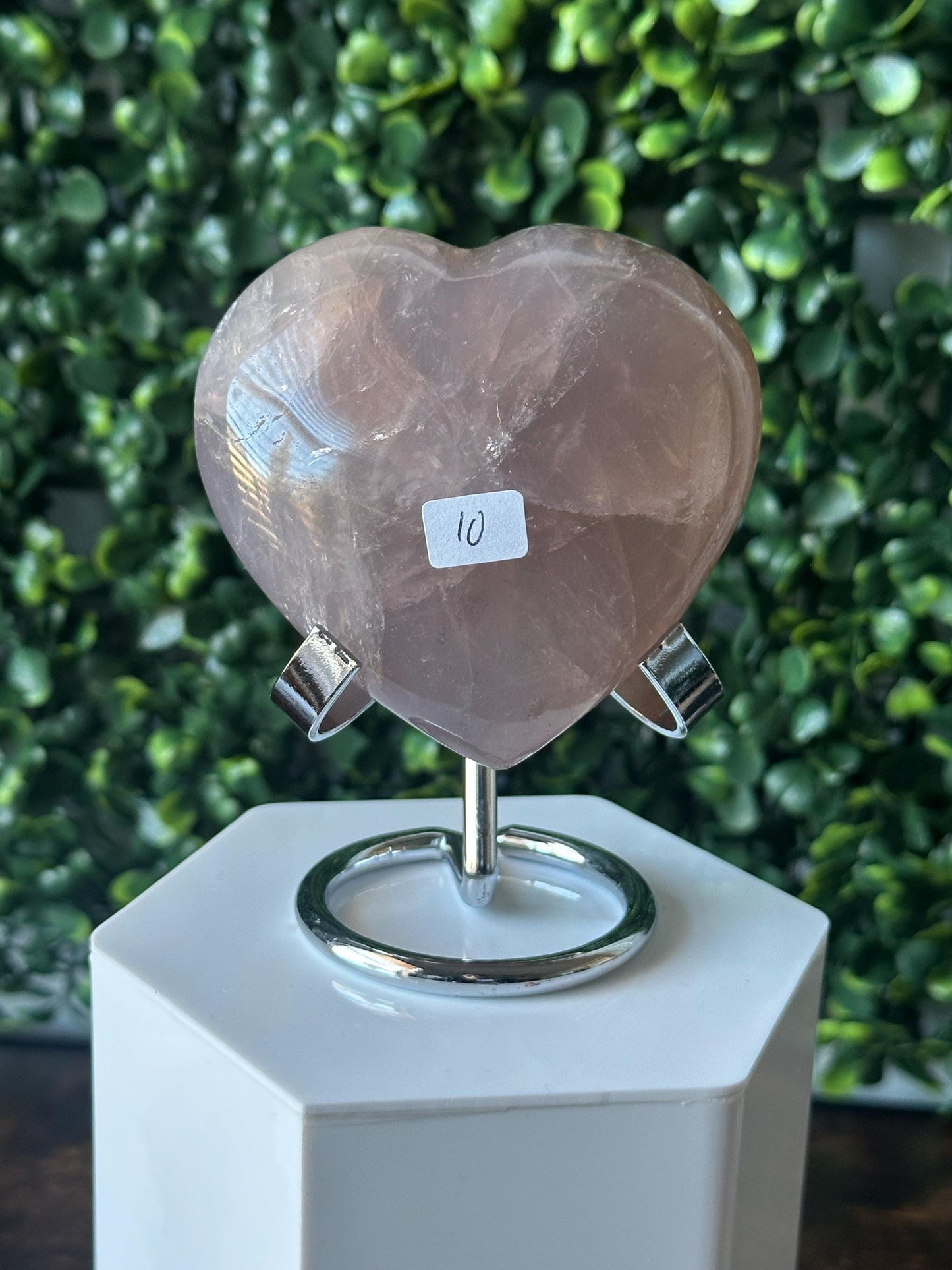 Blue Rose Quartz Heart with Metal Stand | Natural Quartz Crystal Heart Display | Polished Stone Decor Piece for Collectors & Home Shelves