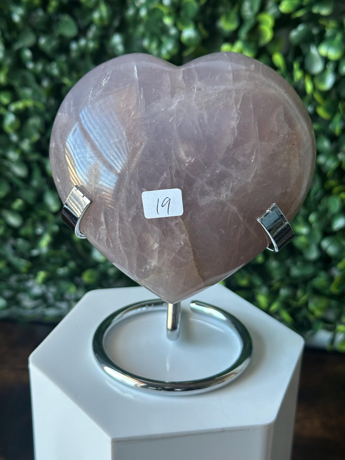 Blue Rose Quartz Heart with Metal Stand | Natural Quartz Crystal Heart Display | Polished Stone Decor Piece for Collectors & Home Shelves
