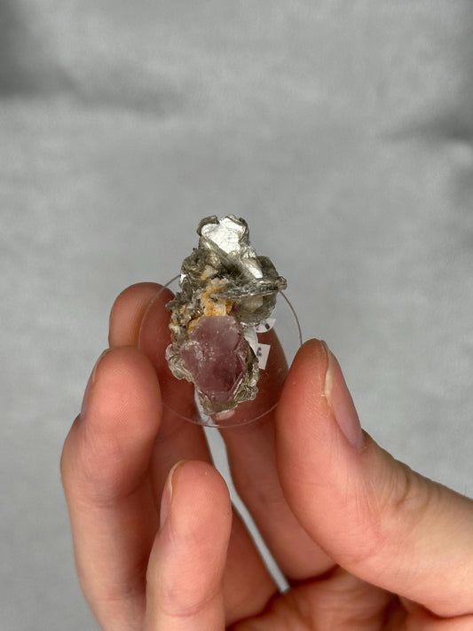 Gemmy Pink Apatite Muscovite Specimen | Rosy Crystal Formation | Natural Mineral Display Piece | Collector Showcase Decorative Accent