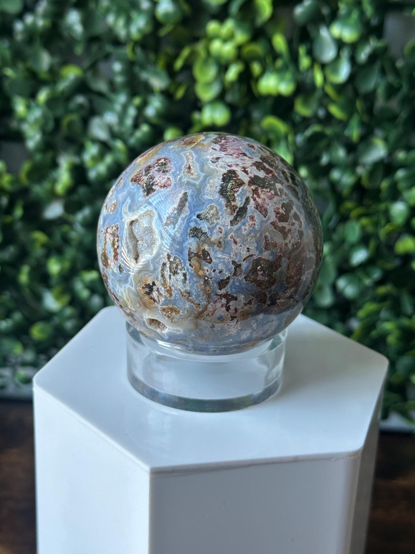 Sea Jasper Sphere | Natural Ocean Jasper Crystal Orb | Polished Stone Ball Mineral Specimen | Collector Display Decorative Accent