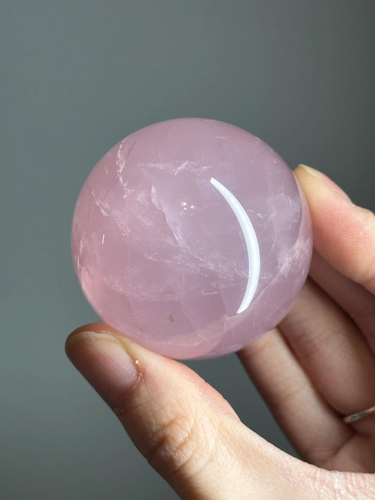 Rose Quartz Sphere – Polished Pink Crystal Orb of Love, Gentle Heart Chakra Stone, Decor, Meditation, or Gift Display