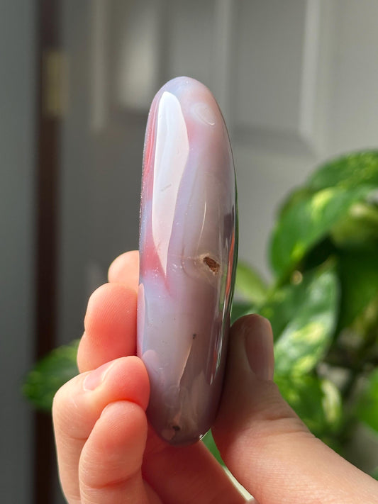 Swazi Agate Palm Stone | Natural Banded Agate Hand Stone | Smooth Polished Mineral Specimen for Collectors & Display