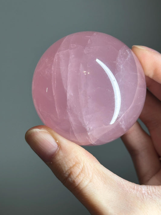 Rose Quartz Sphere – Polished Pink Crystal Orb of Love, Gentle Heart Chakra Stone, Decor, Meditation, or Gift Display