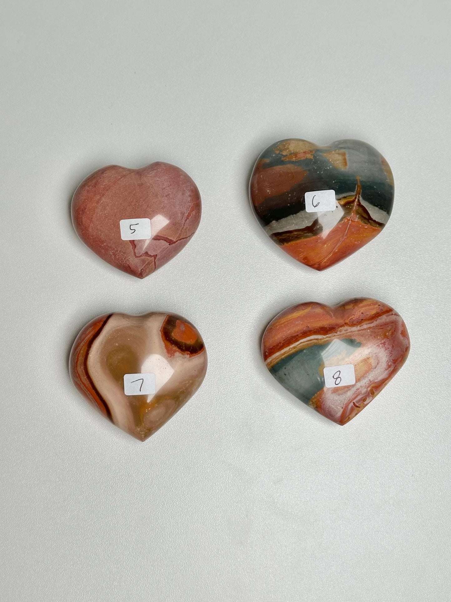 Polychrome Jasper Heart Carving | Multicolor Stone Sculpture | Smooth Mineral Display Piece | Decorative Collectible Crystal Accent