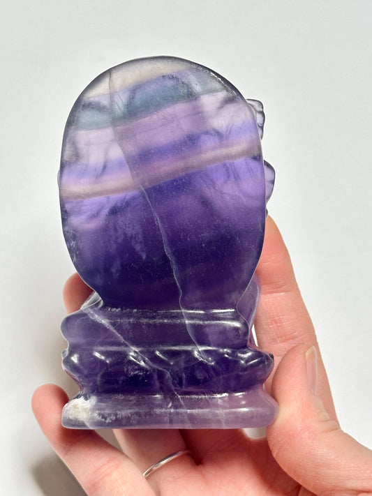 Fluorite Ganesha Carving | Natural Fluorite Crystal Sculpture | Hand Carved Stone Deity Figurine for Collectors Display Decor