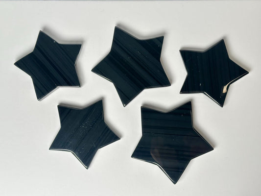 Midnight Lace Obsidian Stars with Stands - YOU PICK | Volcanic Glass Carvings | Decorative Display Pieces Collectors Home Decor Accent