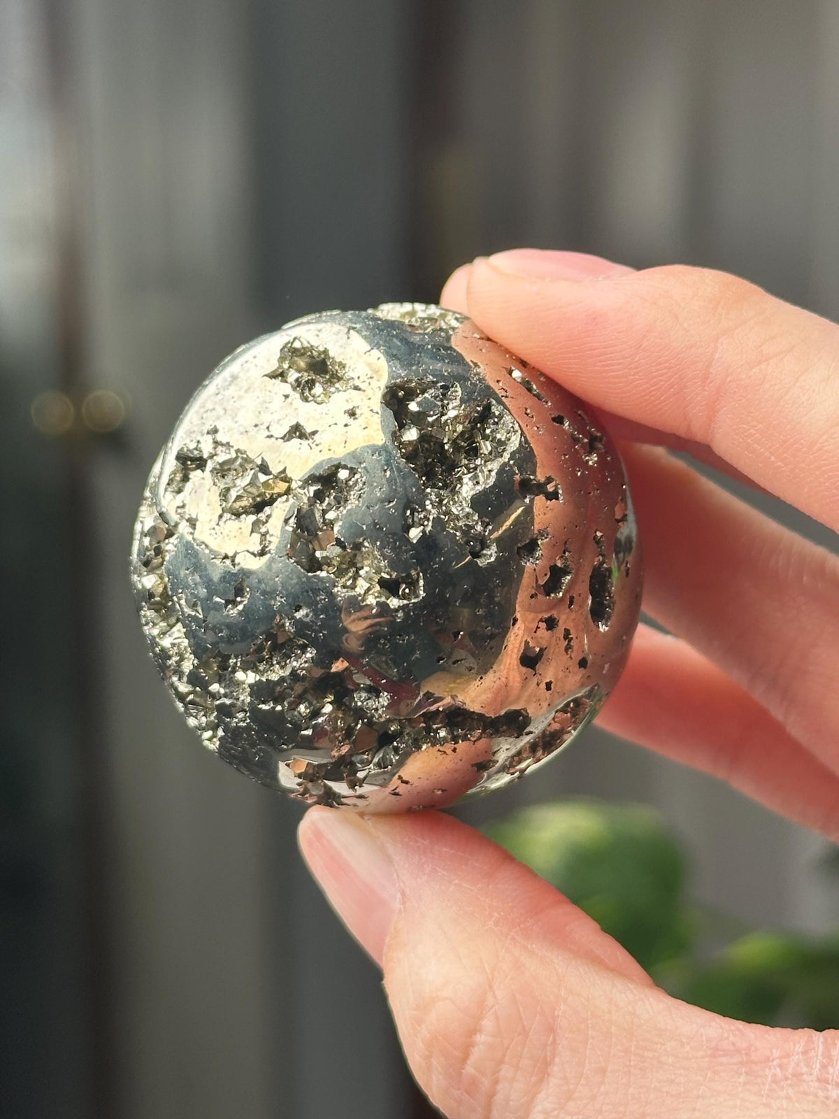 Pyrite Sphere | Natural Pyrite Crystal Ball | Metallic Mineral Orb Specimen for Collectors Display Decor Accent