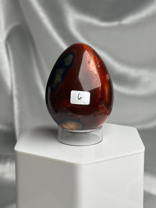 Carnelian Egg | Natural Orange Carnelian Crystal Egg Carving | Polished Mineral Specimen for Collectors Display Decor Accent