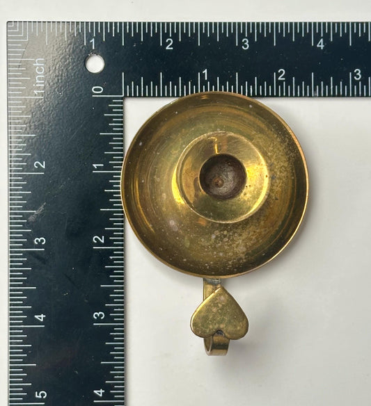 Brass Candle Holder Sphere Stand | Chamberstick Heart Handle Holder | Decorative Orb Display Base for Crystal Ball Home Decor Accent