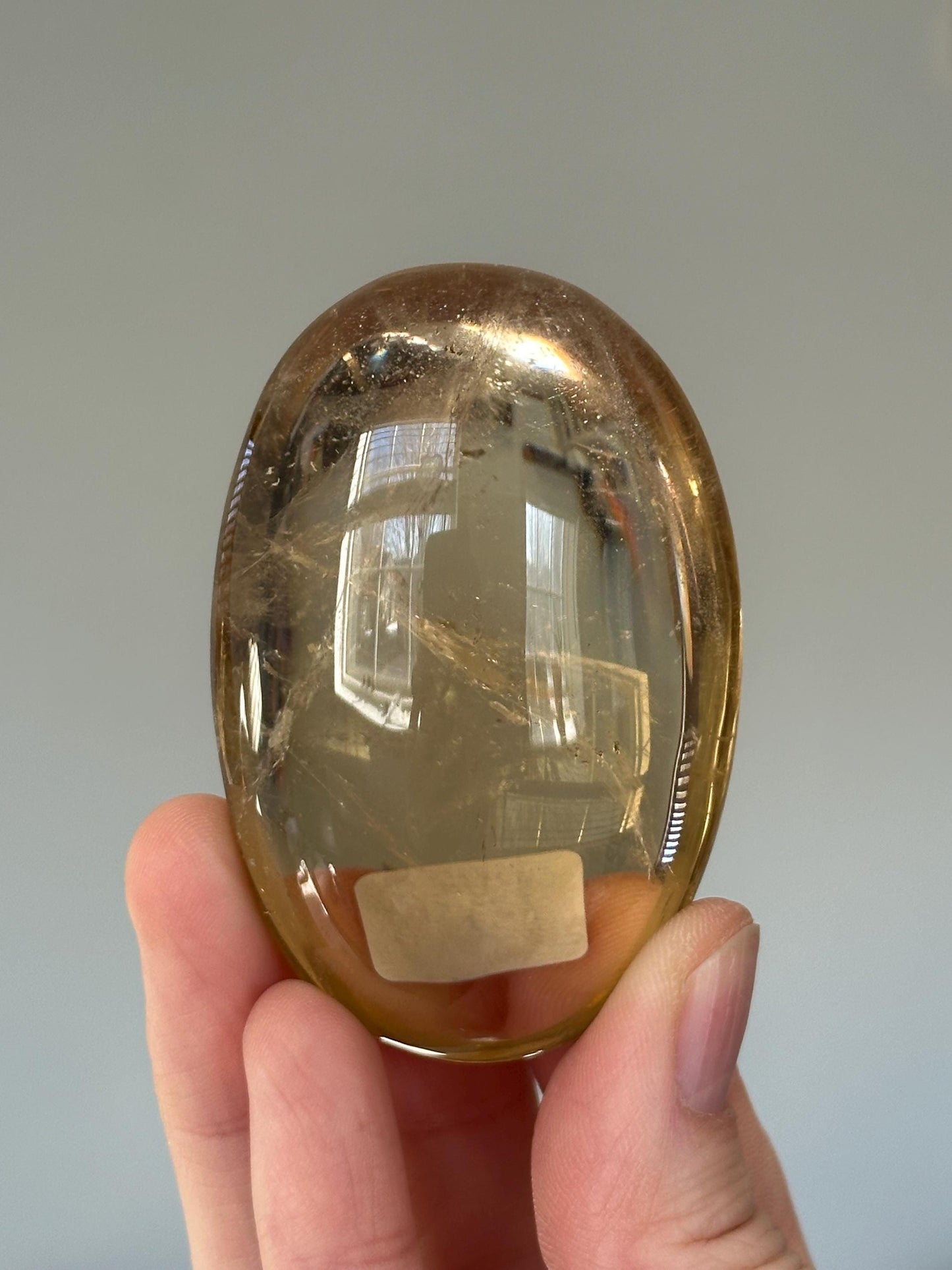 Golden Honey Citrine Palmstone | Natural Smoky Citrine Quartz Hand Stone | Polished Mineral Specimen Collectors Display Decor Accent