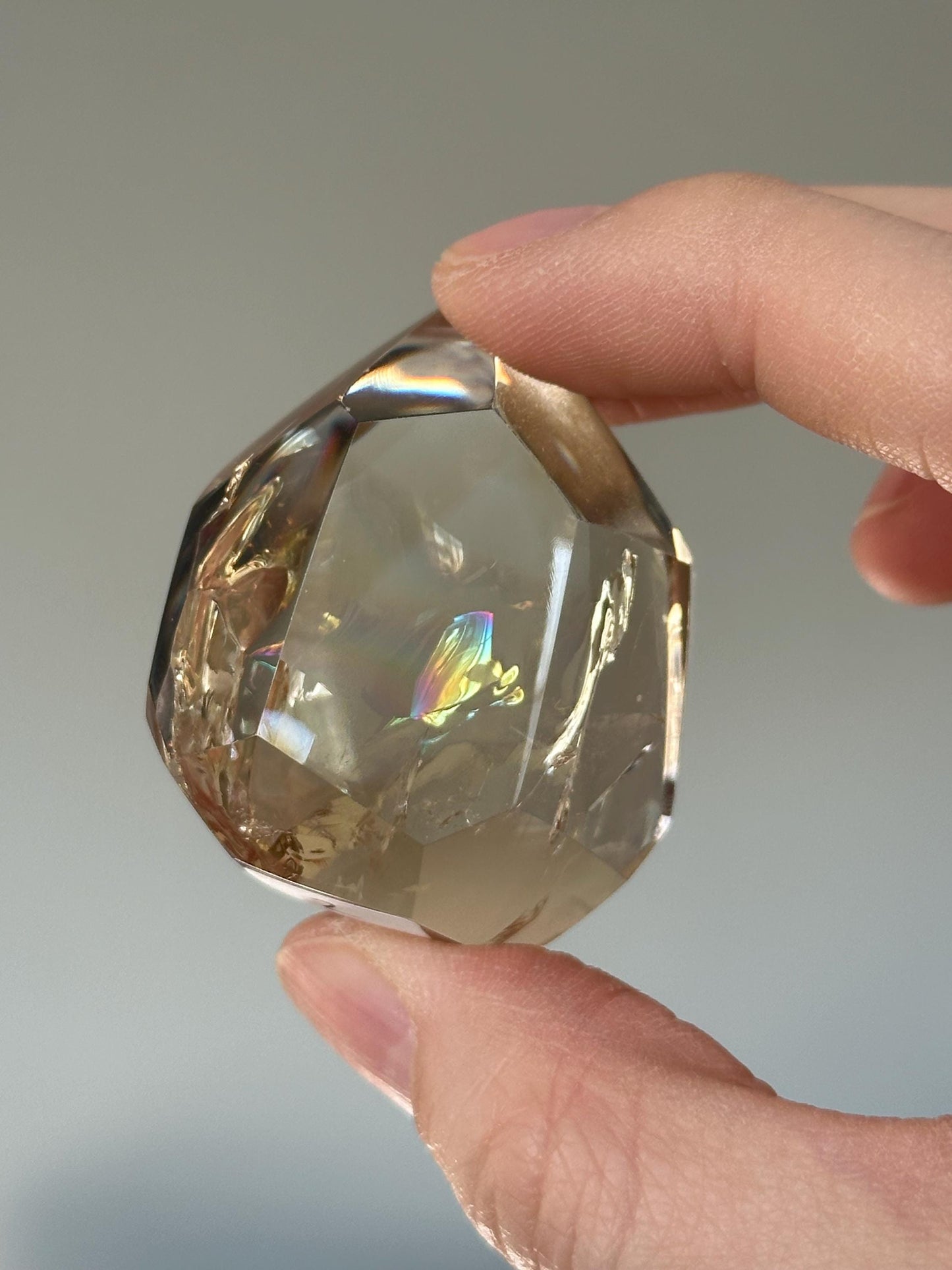 Heat Treated Citrine Rainbow Gem | Yellow Quartz Crystal Display Piece | Polished Mineral Specimen for Collectors Decor Accent