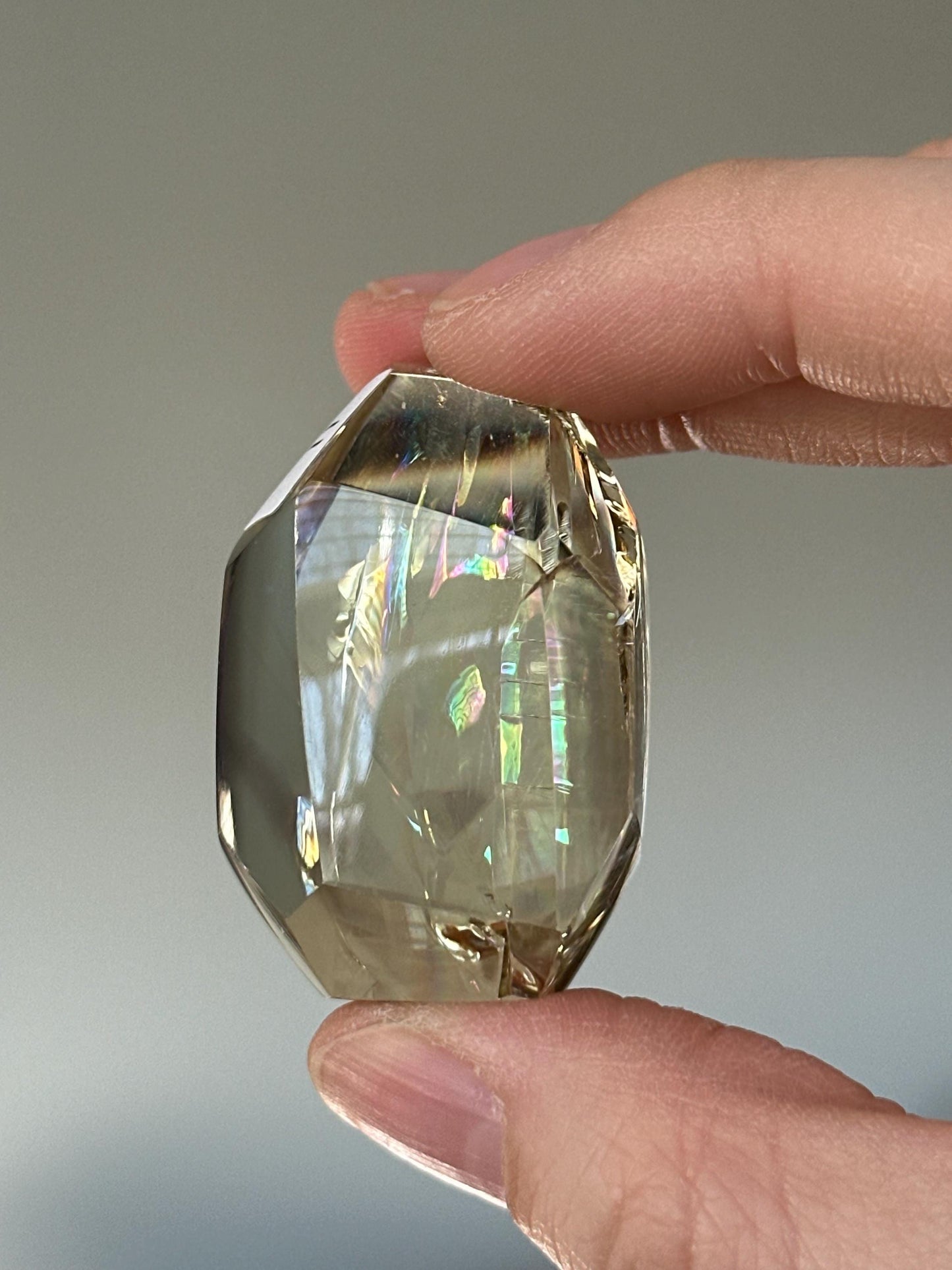 Heat Treated Citrine Rainbow Gem | Yellow Quartz Crystal Display Piece | Polished Mineral Specimen for Collectors Decor Accent