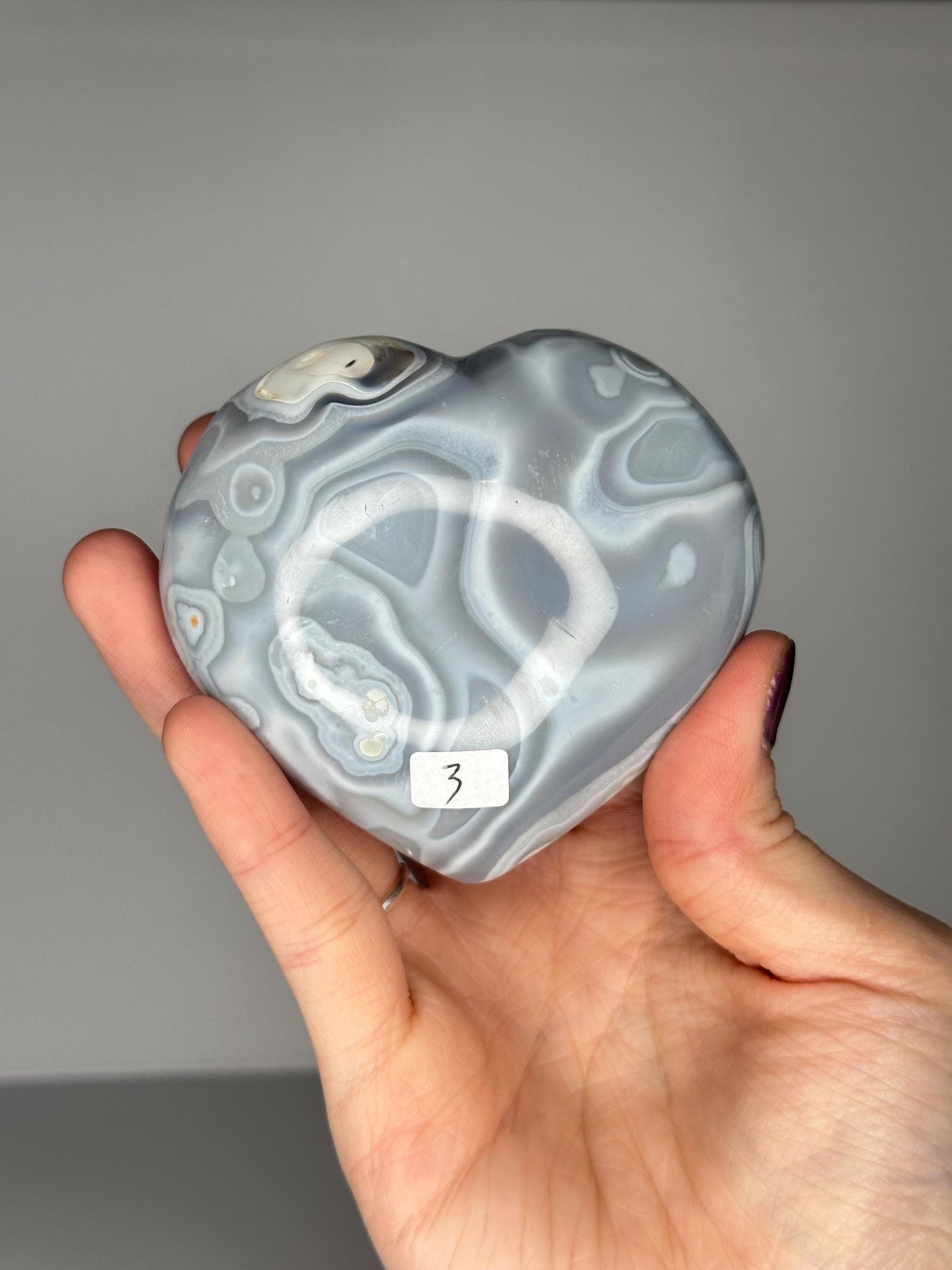 Orca Agate Heart Banded | Natural Banded Agate Crystal Heart Carving | Polished Mineral Specimen for Collectors Display Decor Accent