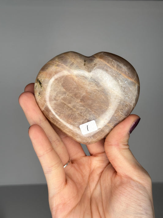 Peach Moonstone Heart | Natural Peach Moonstone Crystal Heart Carving | Polished Mineral Specimen for Collectors Display Decor Accent