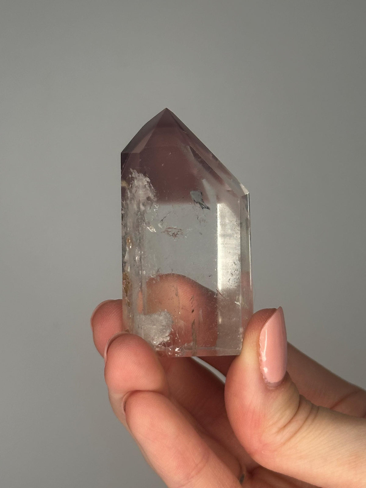 Pink Lithium Quartz Tower – Polished Crystal Point, Natural Soothing Stone for Emotional, Calming Gemstone Decor, Energy Tool