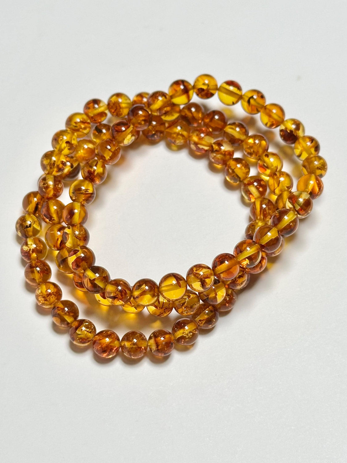Amber Bracelet 6.5mm | Natural Amber Beaded Bracelet | Warm Honey Gemstone Jewelry for Everyday Wear, Layering & Collectors