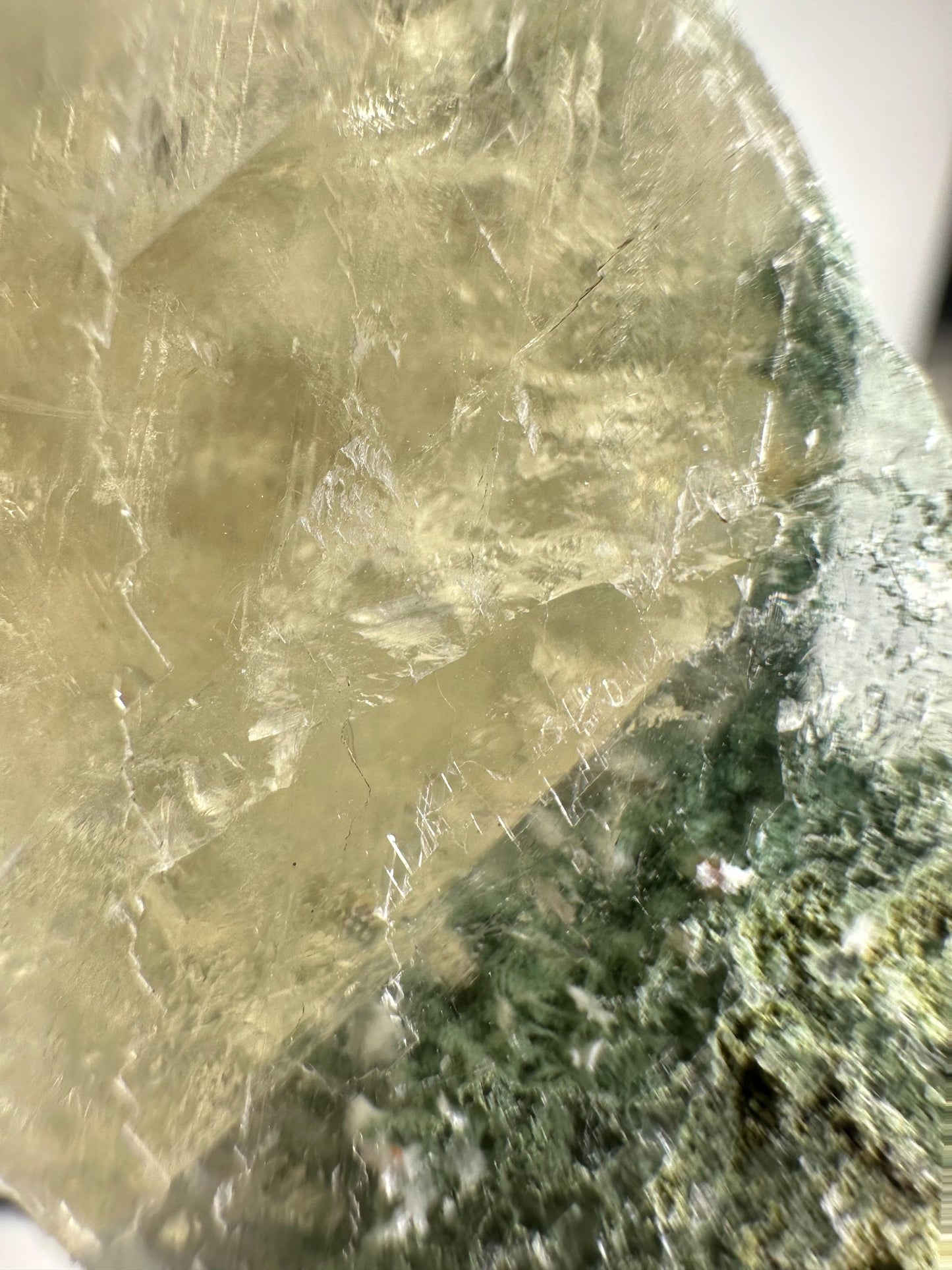Calcite with Moss Inclusions Specimen | Natural Included Calcite Crystal | Unique Mineral Display Piece for Home Decor Shelf Accent