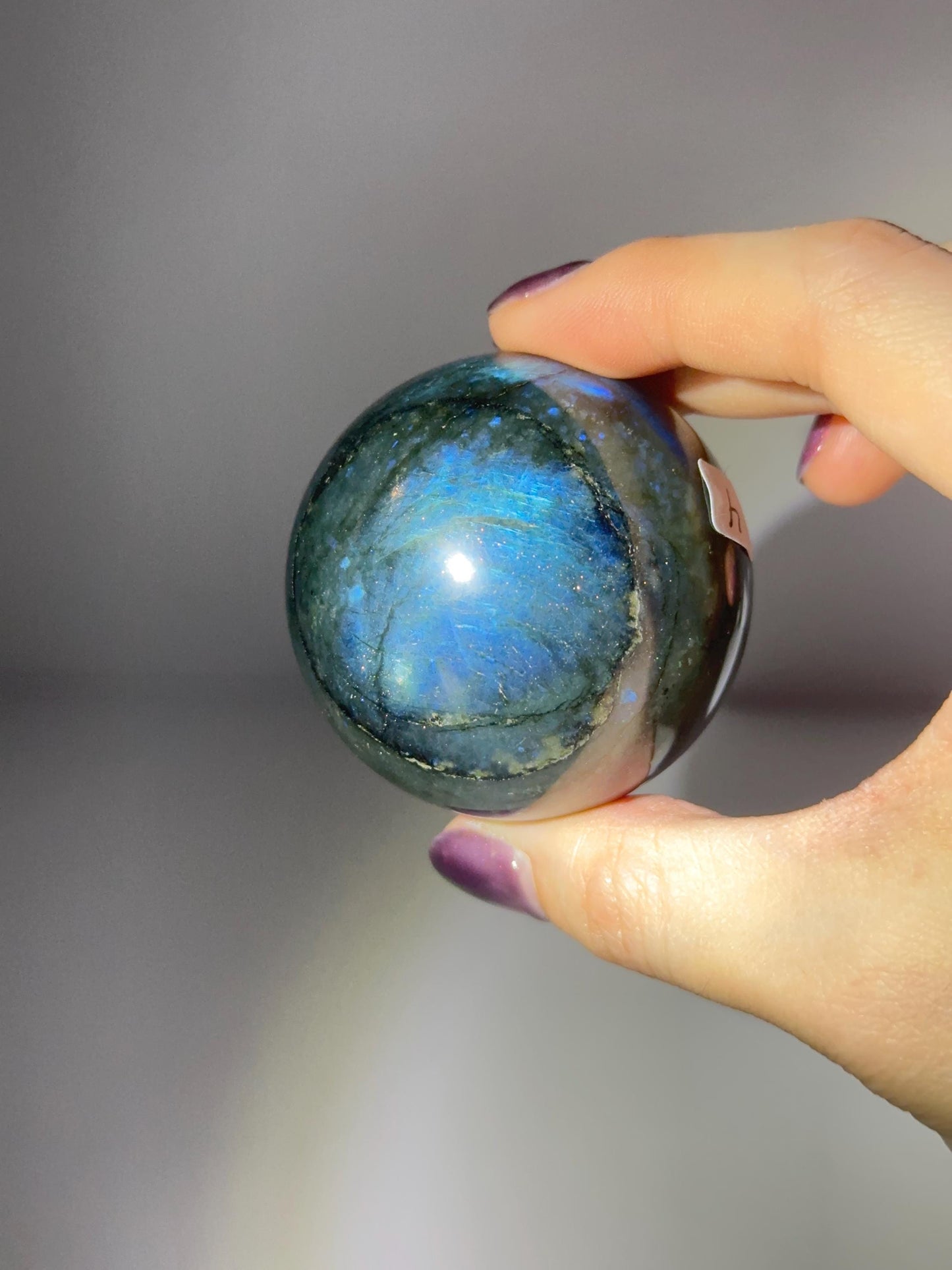 Labradorite Sphere | Natural Labradorite Crystal Ball | Flashing Stone Orb for Home Decor Display Aesthetic Shelf Styling Accent Piece